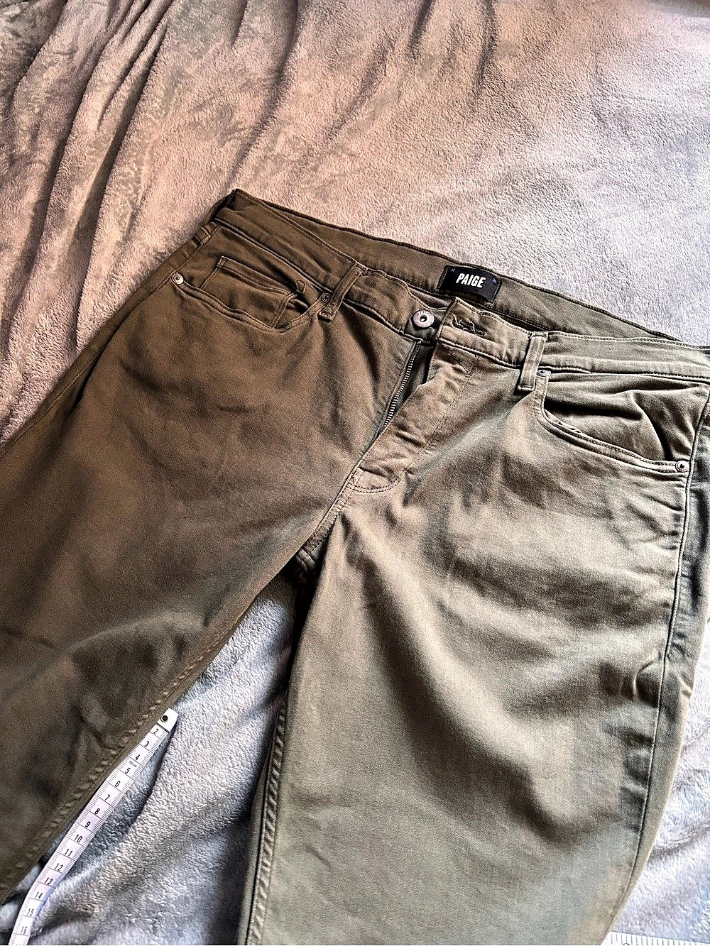 PAIGE Lennox Slim Jeans Olive Waist 36